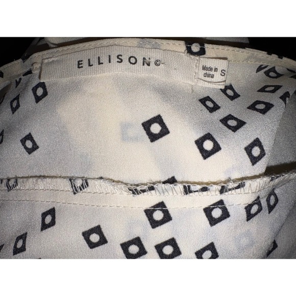 Ellison‎ Black Square Print Romper Short Sleeve V Neck Summer Casual Size Small - Picture 5 of 5